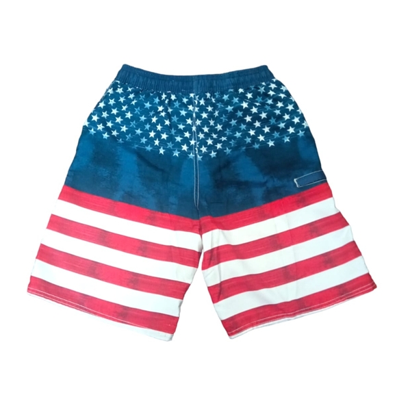 Pacific Scene Patriotic Swimming Shorts Sz M White/Red/Blue - Picture 7 of 7